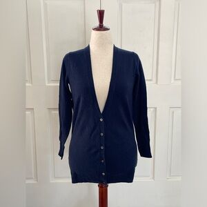 Pure Collection Navy Cashmere Boyfriend Cardigan